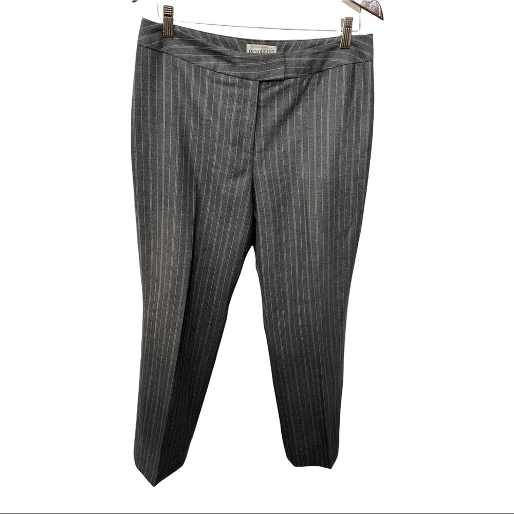 PENDLETON 100% VIRGIN WOOL GRAY PIN STRIPED CHIC DRESS TROUSER PANT